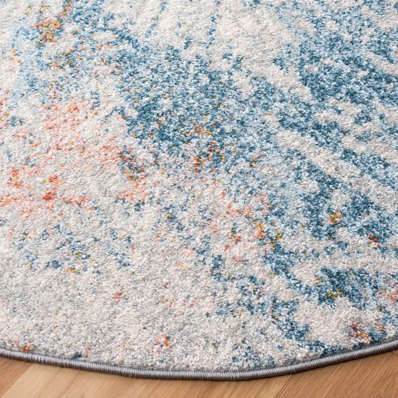 Tapis ivoire / bleu foncé Tulum, Rectangulaire 3 pi x 5 pi