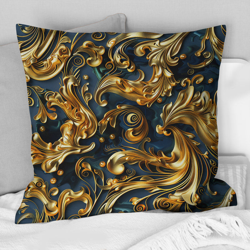Coussin décoratif doré et délicat Glam Waves, H 16 po x l 16 po