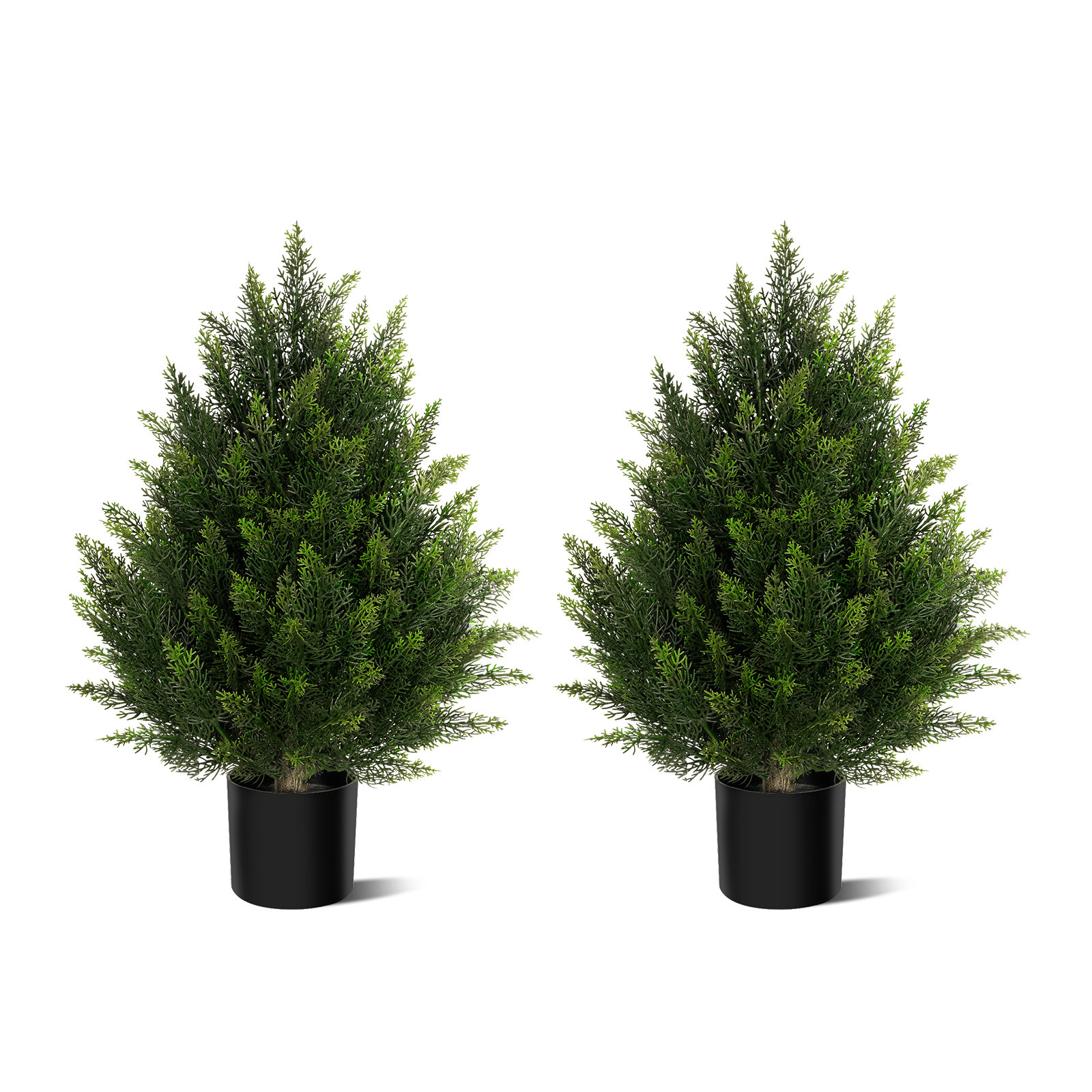 Cute Artificial  Cedar Potted Plant, 2, 23.62" H x 17.72" W x 17.72" D 