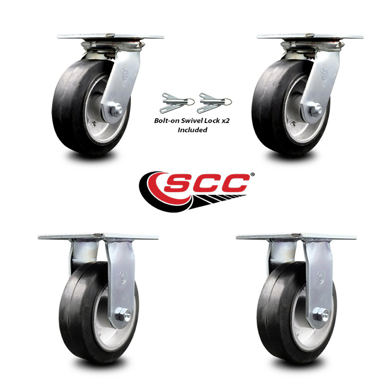 4 Piece Rubber on Aluminum Caster Set