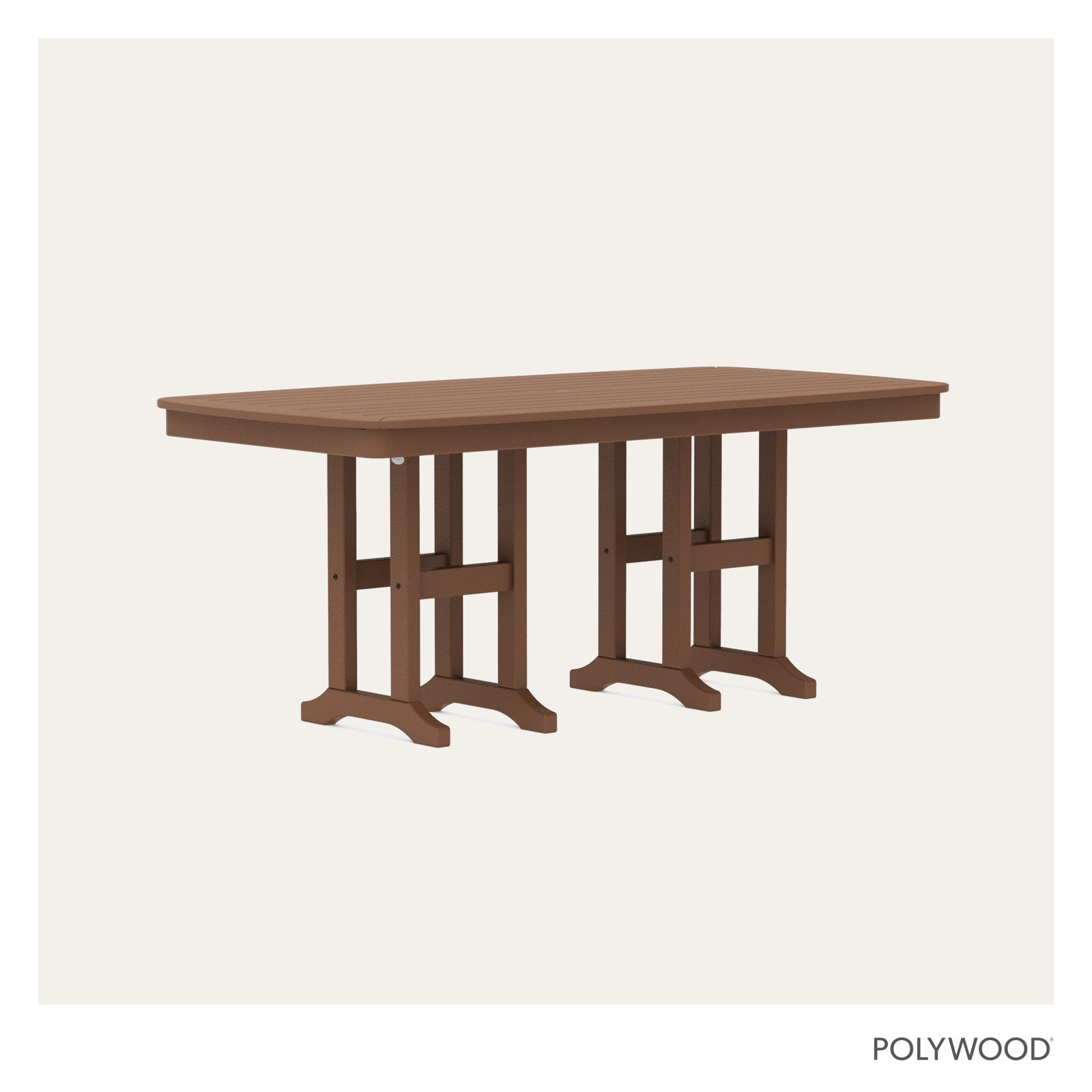 POLYWOOD Nautical Dining Table, Dark Teak, 29" H x 71.5" L x 36.75" W