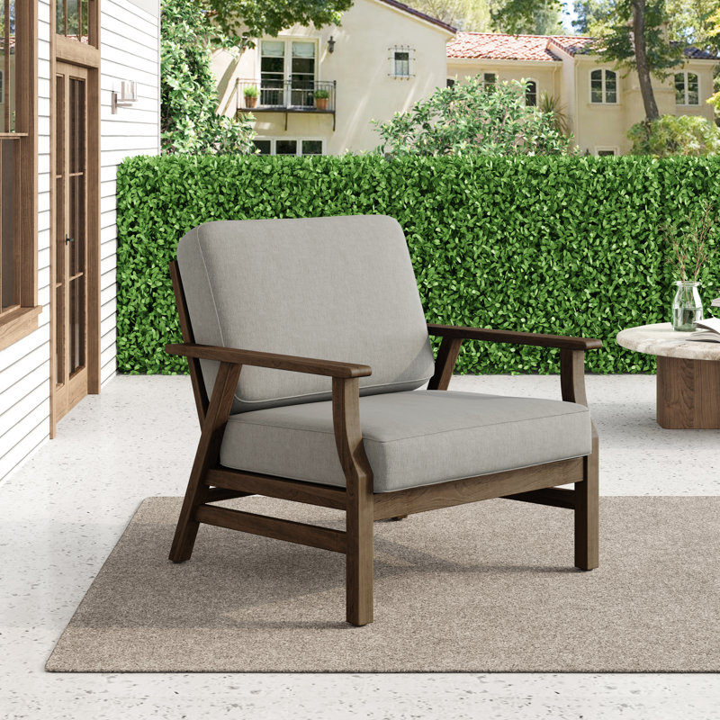 Chaises longues d'extérieur en bois de teck massif avec coussins Keegan, Brun, Chameau clair