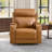 35.83" W Classic Top Genuine Leather Power Recliner Chair With Adjustable Headrest, USB Charging & Wireless Charging-389612288