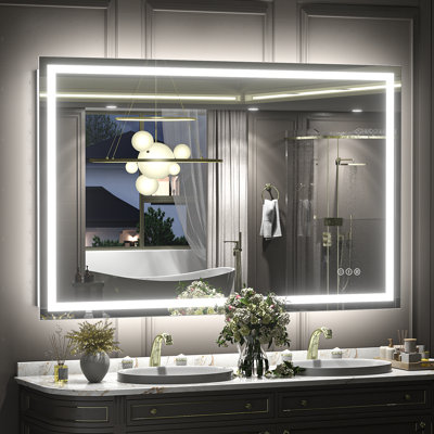 Wayfair Basics® UL Certified Front & Back LED Anti-Fog Tempered Glass Bathroom/Vanity Mirror with 3-Year Warranty