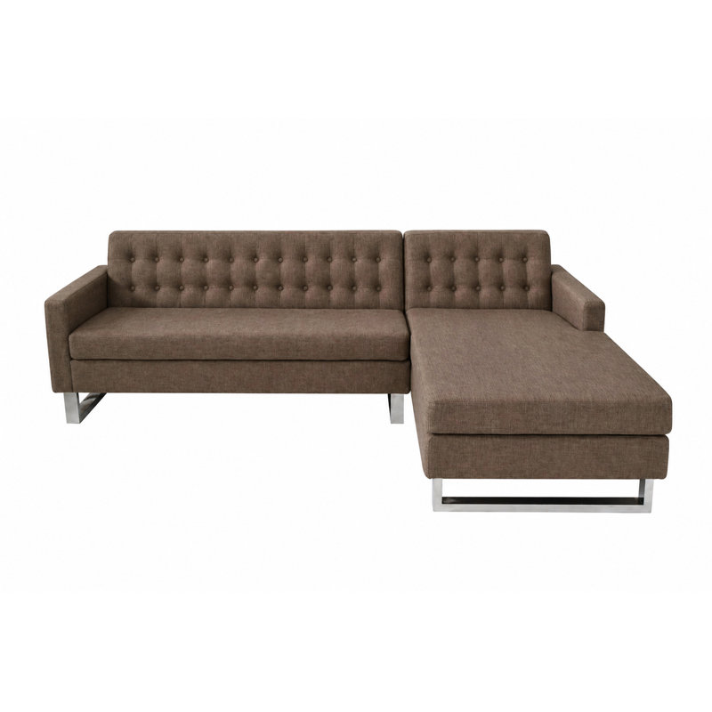 Canapé modulaire Sloan - Moderne faisant face aux accoudoirs droits avec dossier capitonné, chaise longue, pieds en acier inoxydable - Canapé modulaire brun - Canapé modulaire