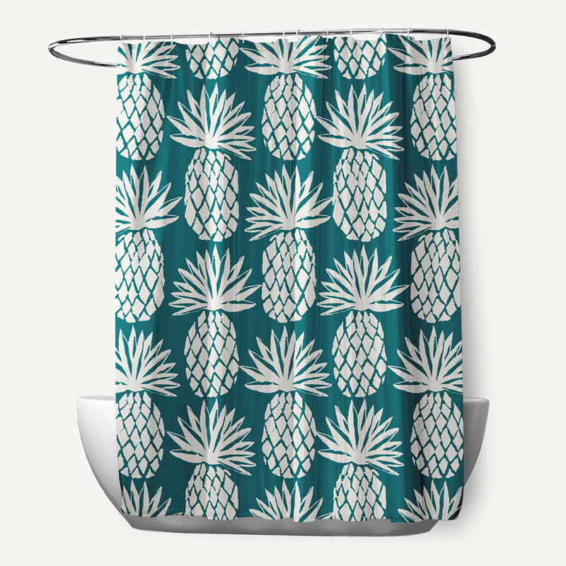 Rideau de douche simple abstrait, Bleu sarcelle