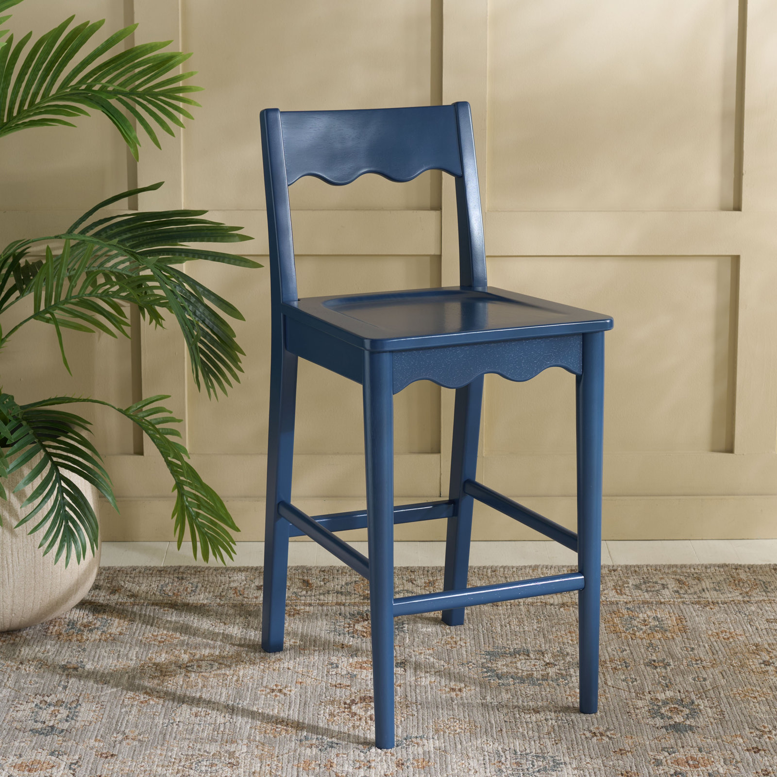 Rosetty Scallop Counter Stool, Navy