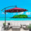 Parasol de terrasse à énergie solaire 10 pi avec parasol 8 lumières à DEL avec manivelle et base transversale pour terrasse de jardin et abri de piscine extérieur