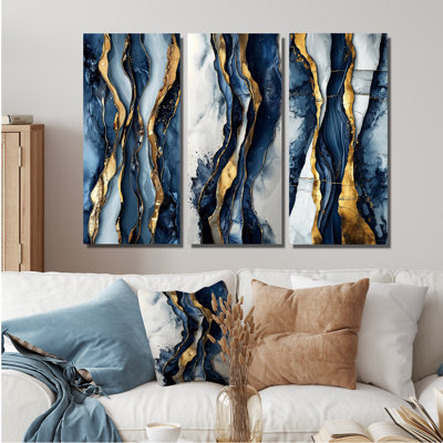 Chute d'eau côtière liquide de marbre I - Collection de décorations murales Abstract Decor 3 pièces