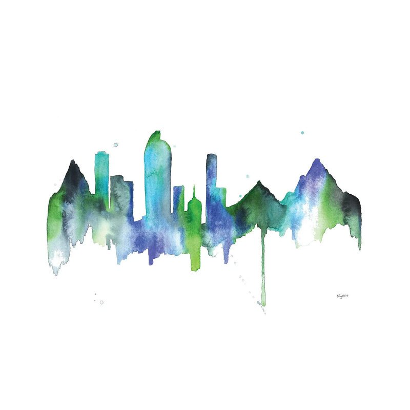 Blue Denver Skyline by Kelsey McNatt - Wrapped Canvas Gallery-Wrapped Canvas Giclée, 101.6 cm H x 66.04 cm W x 1.91 cm D