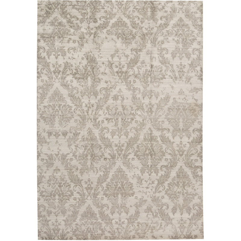 Tapis gris clair noué à la main de haute qualité