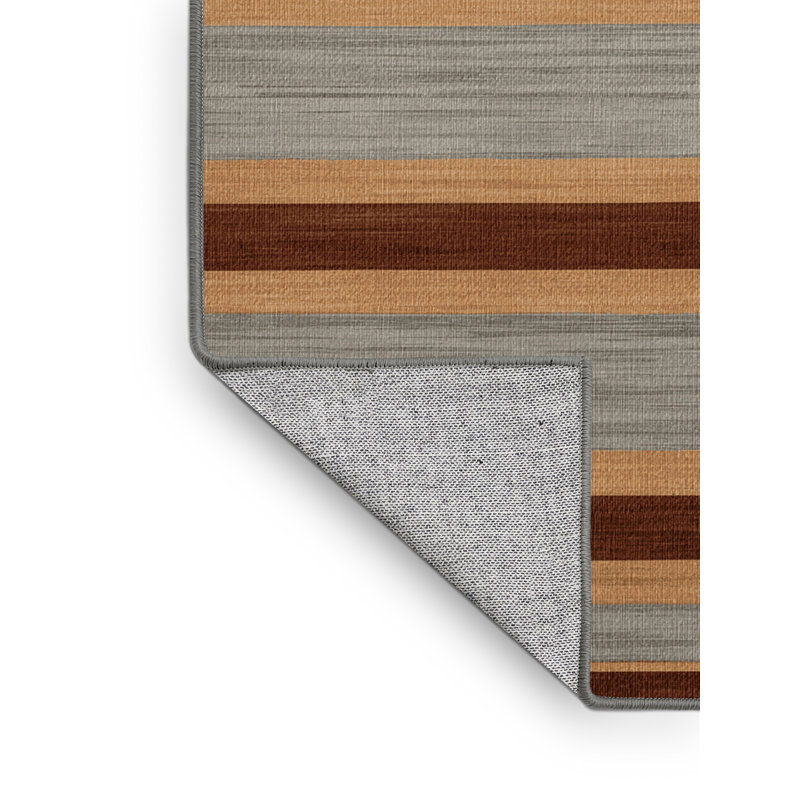  Tapis lavable rayé gris clair caramel, Rectangulaire 2 pi x 3 pi
