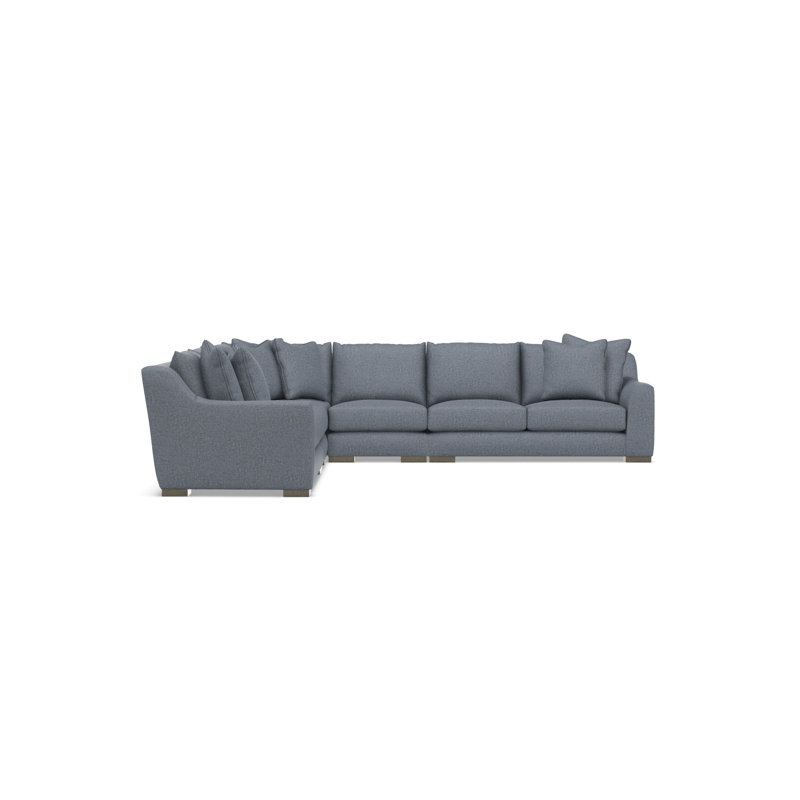 Gabi 5-Piece Fabric Sectional, Teal Polyester, 35" H x  140" W x 140" D, Symmetrical