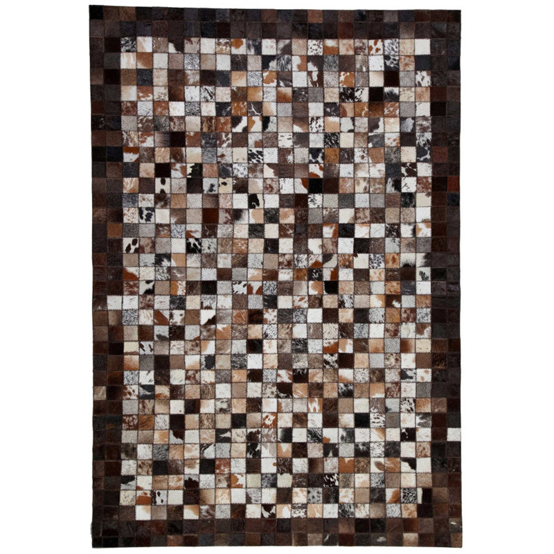 Sao Paulo Geometric Cowhide Area Rug, Rectangle 140cm x 200cm