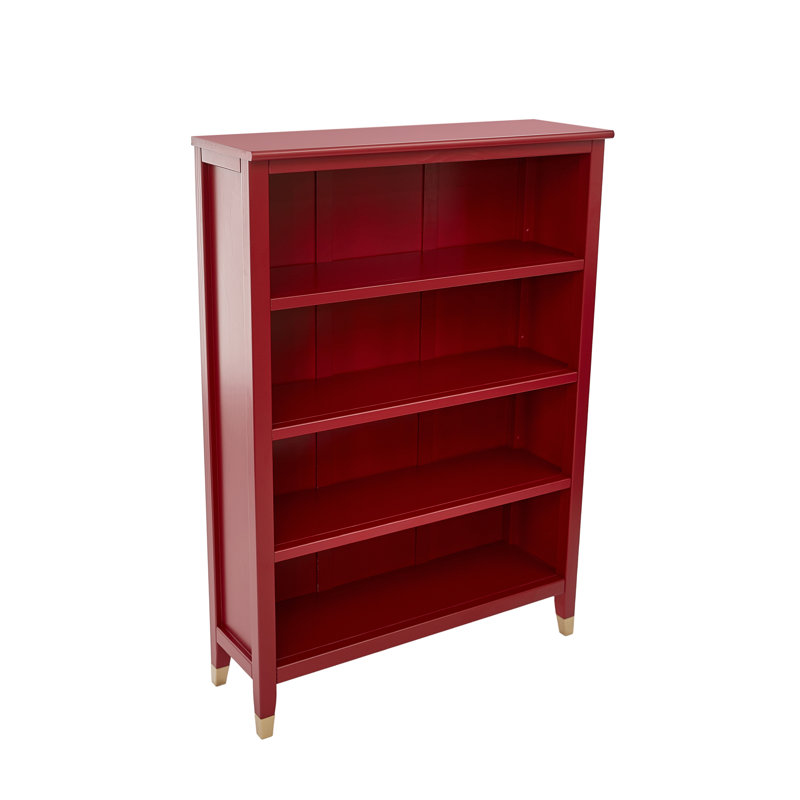 Bookcase, (4 Shelves) 50" H x 35" W x 12" D, Red