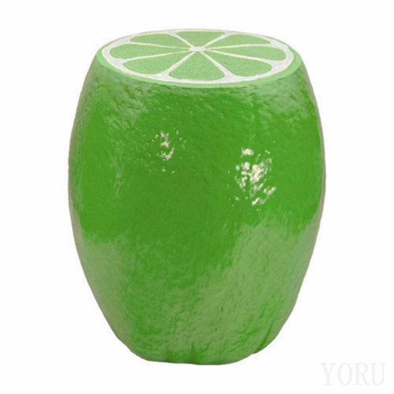 Tabouret lime 14,17 po, table d'appoint en forme de fruit en résine de 12,60 po de largeur, support à plante multifonctionnel et table de bout pour la décoration de la maison et du jardin