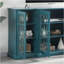Meuble télé 63 po, buffet, armoire de rangement, bleu sarcelle