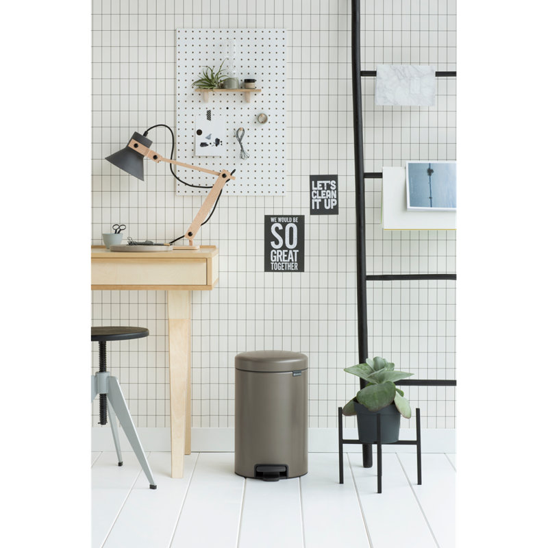 Brabantia Newicon Step On Trash Can, 3.2 Gallon (12 Liter), Mineral Concrete Gray