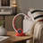 Table Lamp, 13.25", Modern C-Shape with USB/Wireless Charger & Touch Dimmer, Bright Red