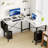 2-Set L-Shaped Computer Desk with Desk Monitor Stand and Side Storage Bag-805839046