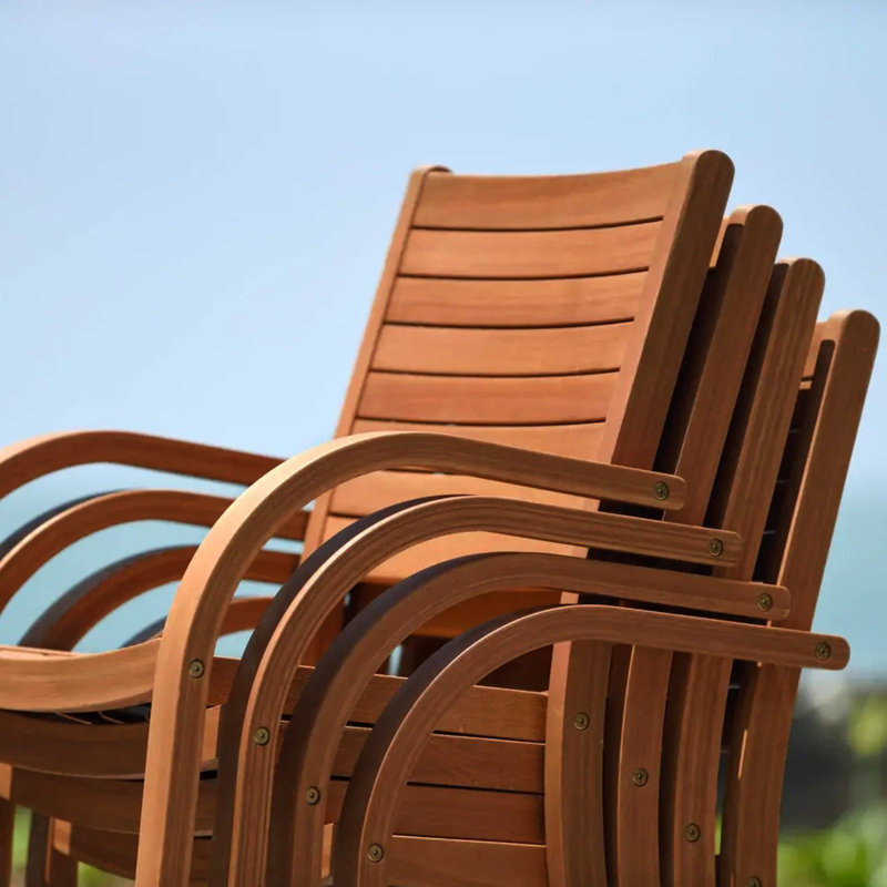 Chaises de patio en bois Alyisa, Bois foncé
