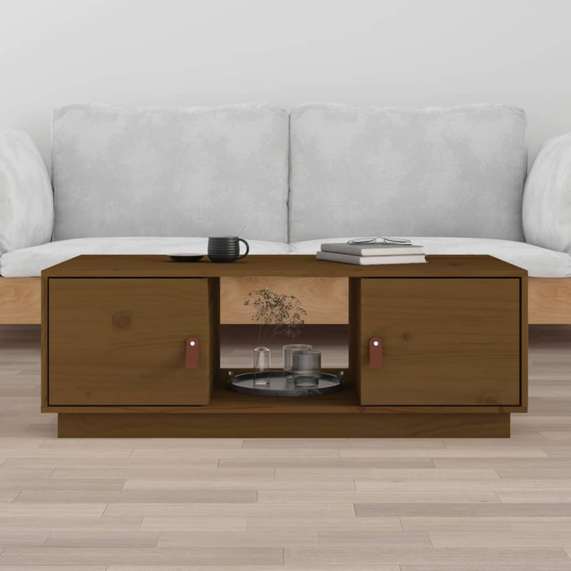 Kyralynn Solid Wood Solid Coffee Table with Storage, Brown