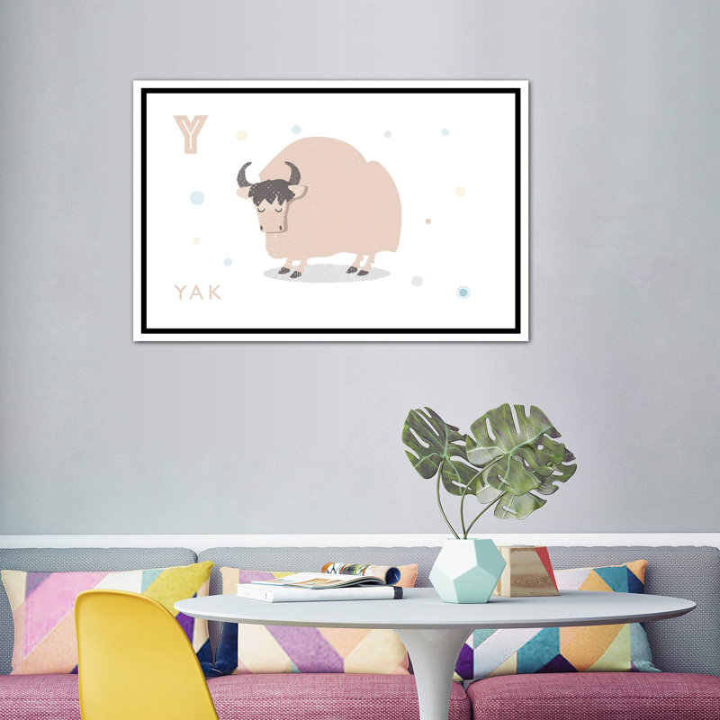 Yak - imprimé, Pas de tapis, H 40 po x l 60 po x 1,5 po, Toile blanche encadrée