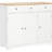 White Kitchen Sideboard Cabinet - With Solid Wood Countertop, 3 Drawers, Doors, Adjustable Shelf Storage And