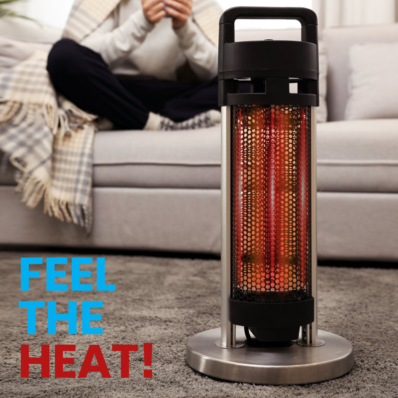 SereneLife 900W Black and Stainless Steel Electric Patio Heater