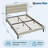 Queen Size Velvet Upholstered Platform Bed Frame with Headboard, Wood Slat Support, Under-Bed Storage, No Box Spring Required, Beige, Modern Bedroom-1176184589-1176184585