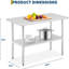 Table robuste en acier inoxydable, table de préparation de cuisine certifiée NSF avec tablette réglable, capacité de 430 + 260 lb, résistante à la rouille et facile à nettoyer pour un usage commercial et domestique-113880938