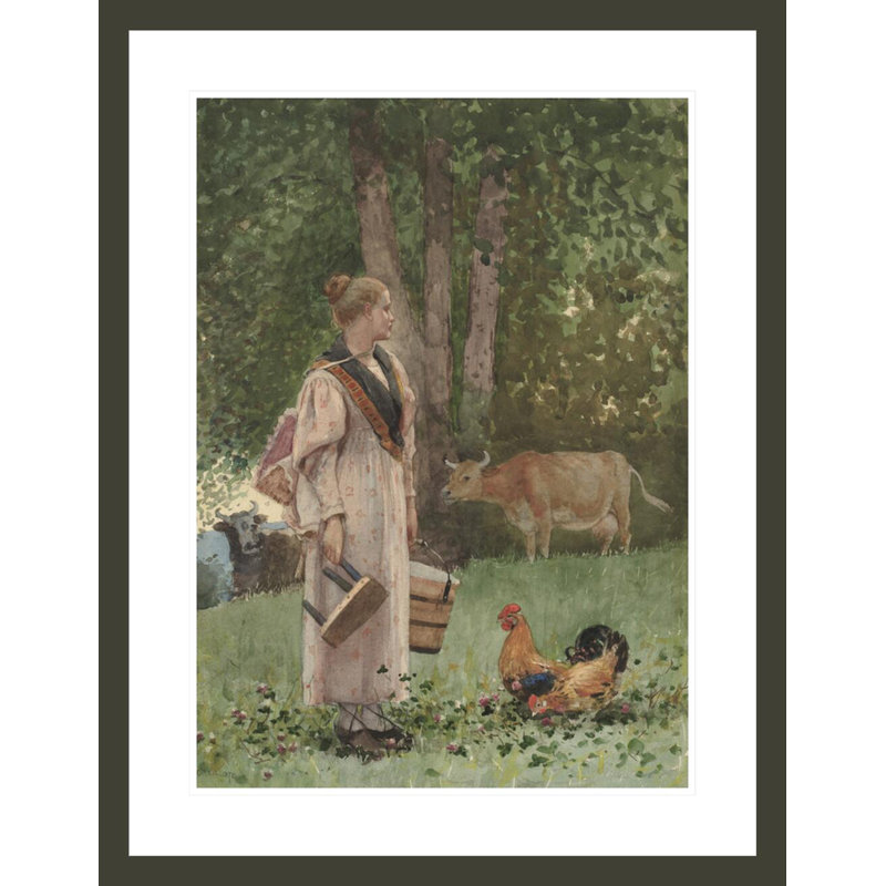 «The Milk Maid» par Winslow Homer, impression giclée sur cadre, H 29,5 po x l 22,88 po
