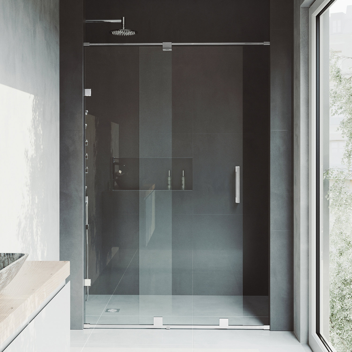 Ryland Frameless Sliding Shower Door, Chrome