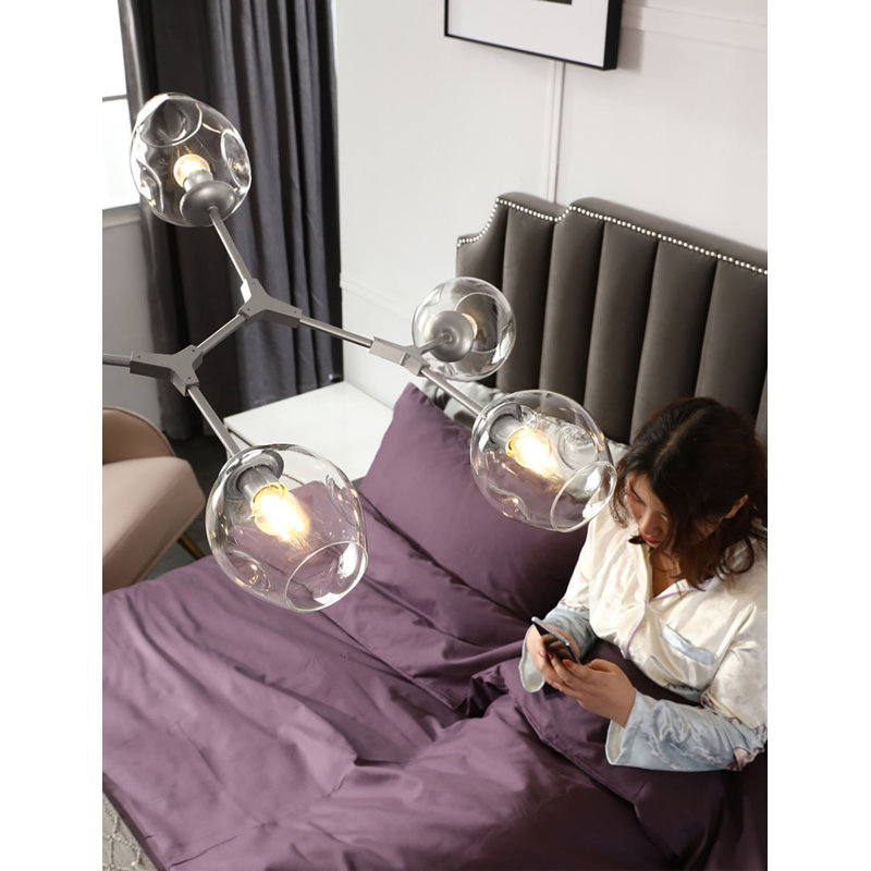 Long lustre 6 lumières 8 lumières avec 3 ampoules DEL Brutom Brustrom, Argent