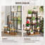 Outsunny 5 Tier Plant Stand, Tall Steel Wood Plant Shelf, Carbonised Finish