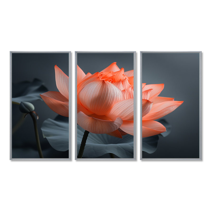 Ensemble de salon Gerken - Lotus, Toile argentée avec cadre flottant, H 40 po x l 60 po x P 1 po