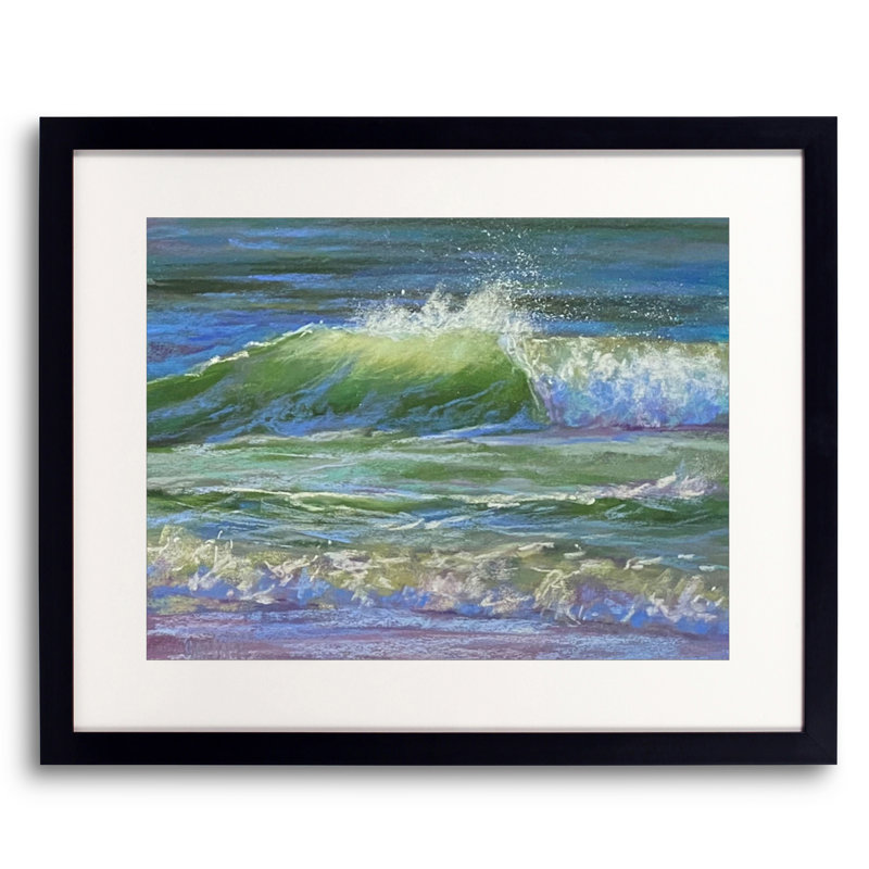 «At The Shoreline» par Dina Gardner, Papier avec cadre noir, H 17,25 po x l 21,25 po x P 0,88 po, Blanc