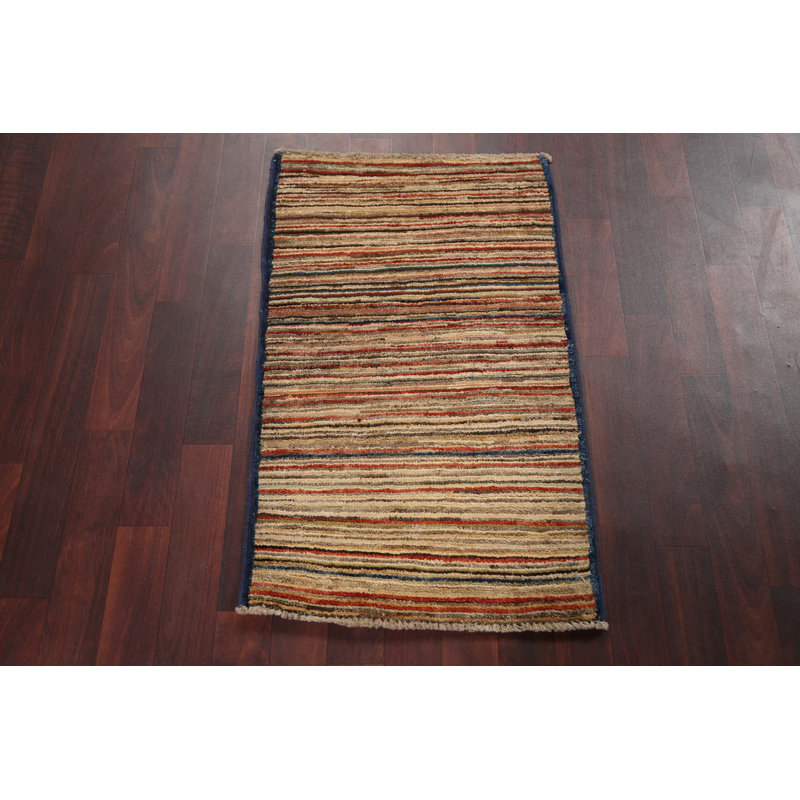 Tapis oriental rayé Gabbeh Kashkoli noué à la main 2 x 3