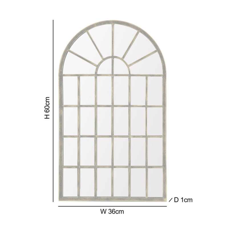 Milano Metal Arch Wall Mirror, 60cm H x 36cm W,  Black/Gold
