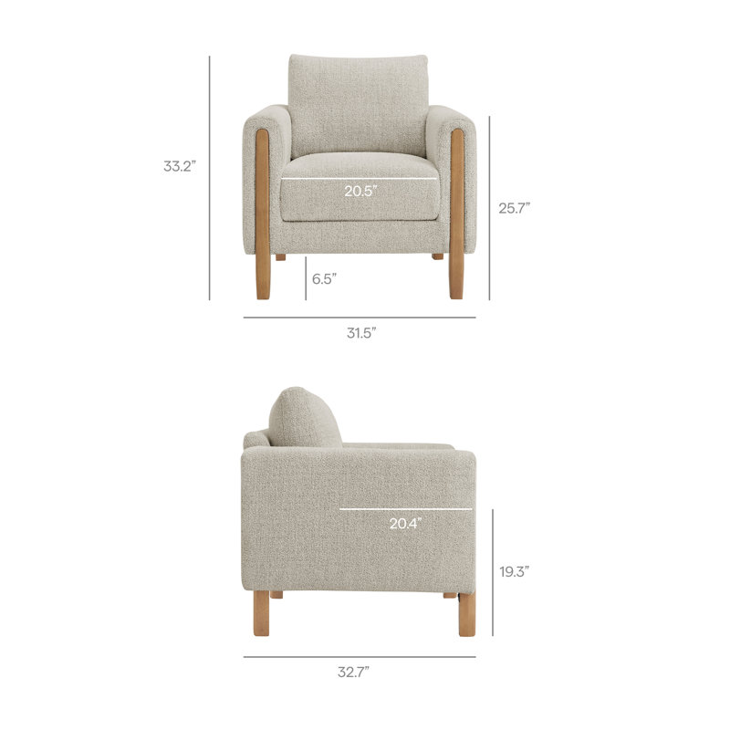 Hawken Boucle Fabric Accent Armchair, Parchment Beech, Parchment Beech