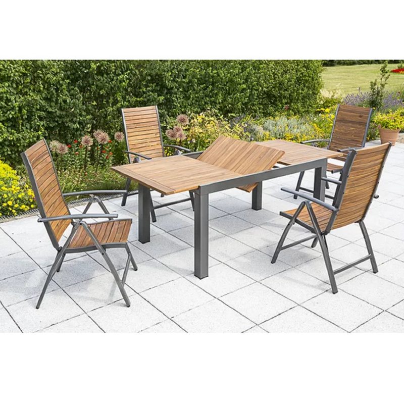 Colvard 4 - Person Acacia Wood Patio Dining Set with Rectangular Table