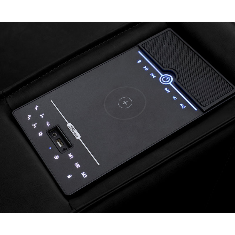 Siège de cinéma inclinable électrique en cuir véritable de 39 po de largeur avec porte-gobelet, Cuir véritable noir