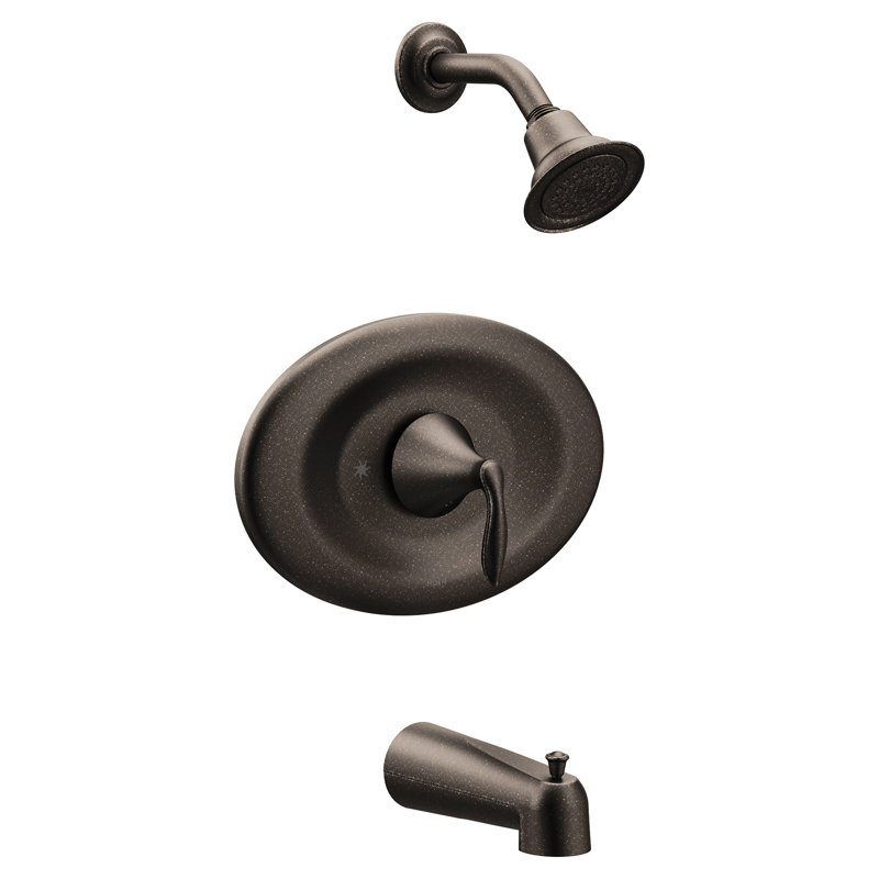 Robinet de baignoire et douche avec poignée levier en métal Eva, Bronze huilé