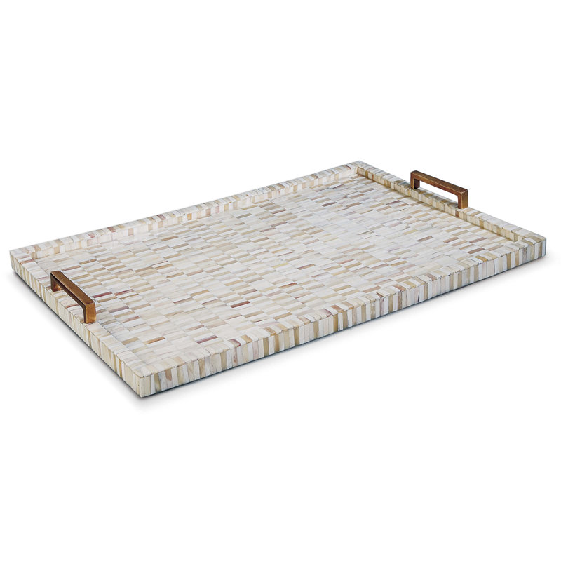Multi-Tone Bone and Brass Rectangular Serving Tray