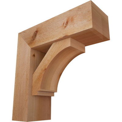 8"W x 24"D x 24"H Imperial Block Rough Sawn Bracket w/ Offset Brace, Western Red Cedar