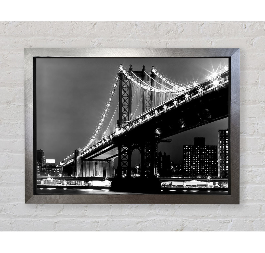 Brooklyn Bridge Nachtlichter B N W - Druck