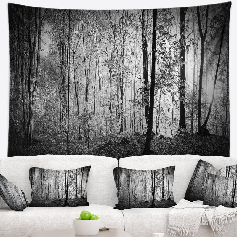 Tapisserie panorama paysage belle forest matinée, H 68 po x l 80 po