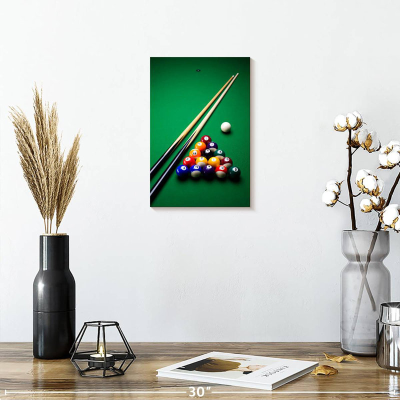 Playing Pool, 12" H x 8" W