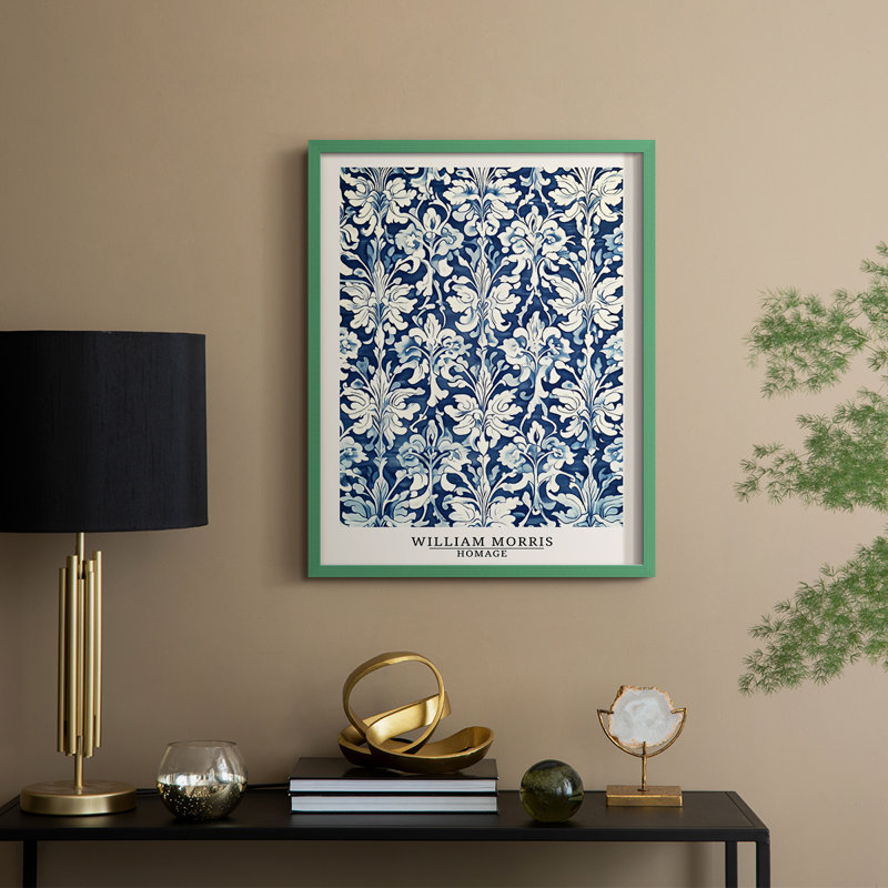 WM MORRIS Series DCXLVI Framed Print - Solid Wood, Green, 11" H x 9" W