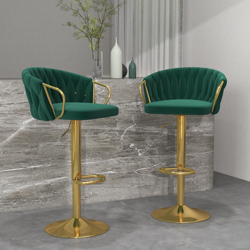 Tabouret de comptoir à hauteur réglable Ginko (ensemble de 2), Vert foncé